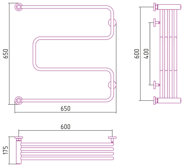 Полототенцесушитель водяной Сунержа Фабула М 600x600