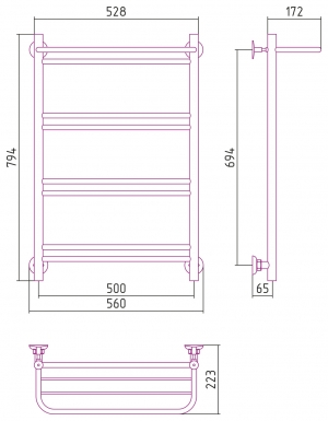 Полотенцесушитель водяной Стилье Версия-Н1 800x500
